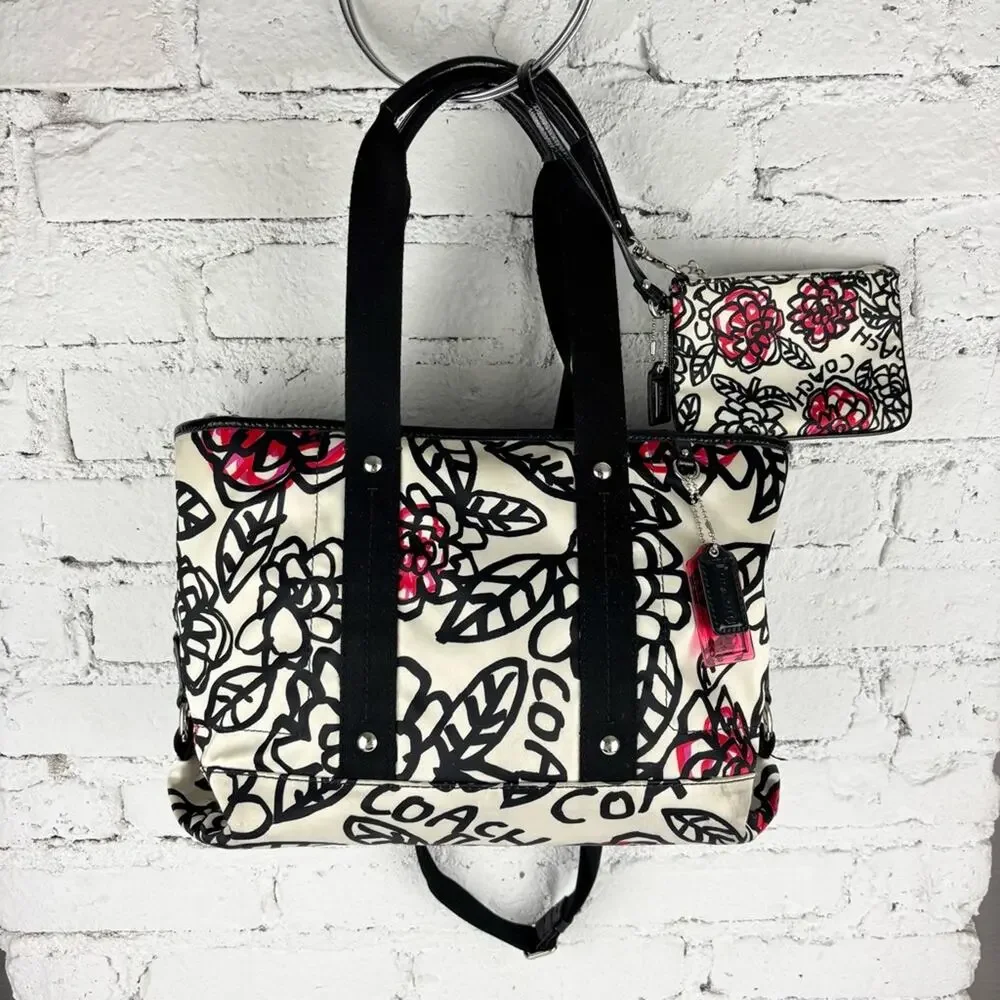 Coach Poppy Daisy Floral Graffiti Bag & Wristlet
